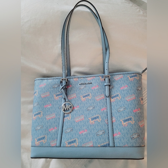 Michael Kors Sky Blue Signature Tote - Picture 4 of 14